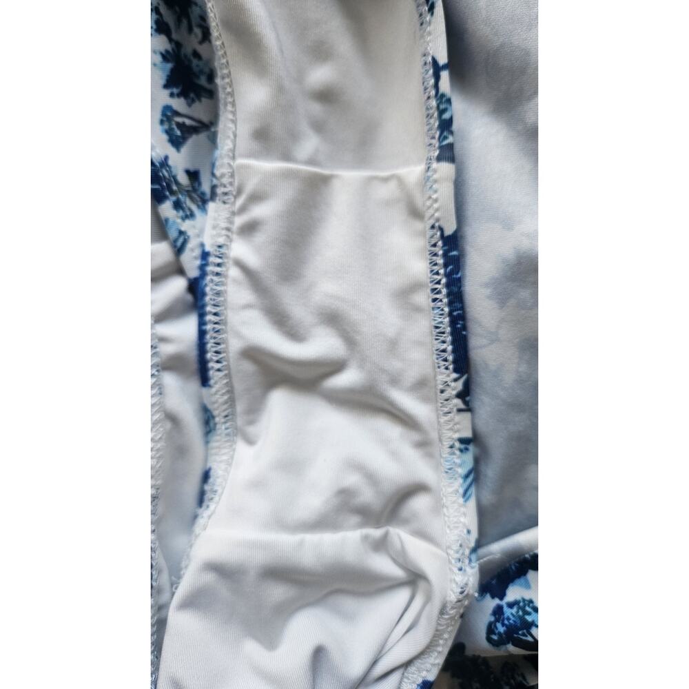 Albion Santorini Swim Skirt Bottoms Womens Size L High Waist Floral Blue Ruffle - Picture 8 of 8